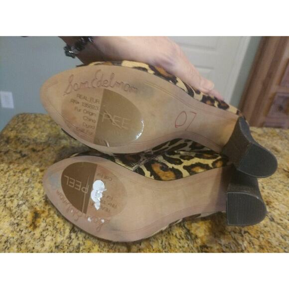 Sam Edelman Felix Leopard Print Genuine Calf Hair Ankle Boots Us Sz 6 M - Picture 9 of 11